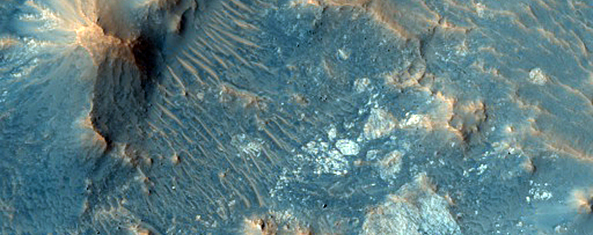 טיטים במכתש-פגיעה שמור היטב במישור אצידאליה פלניציה (Acidalia Planitia)