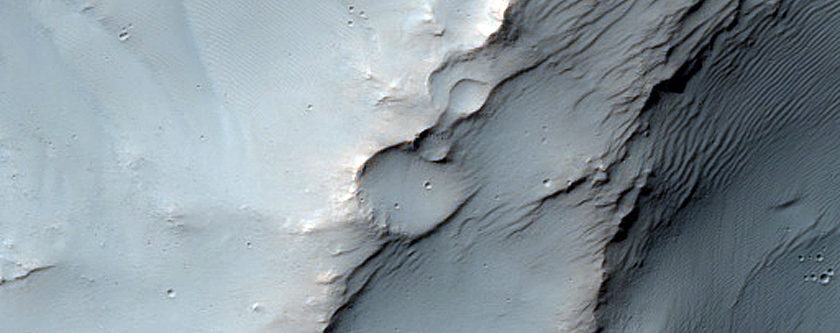 Layers Exposed in Crater Wall
