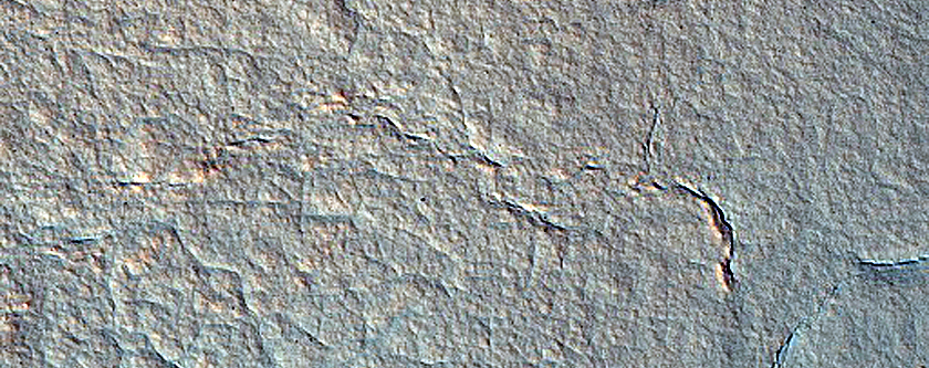 Flow Lobes in Northern Plains Crater
