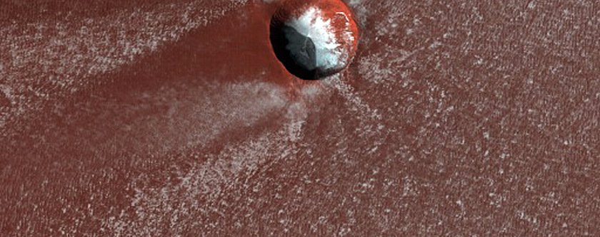 Small Ice-Filled North Polar Layered Deposits Crater

