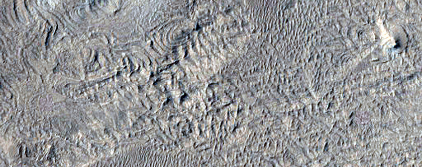 Landforms in Crater in Western Arabia Terra
