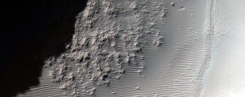 Crater and Rocky Material
