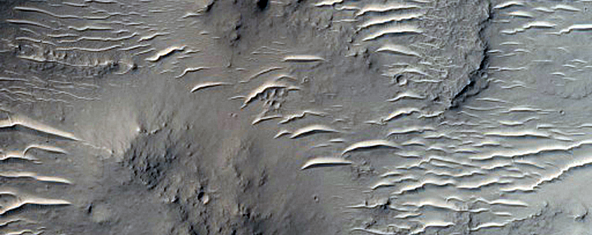 Differential Erosion in Crater Near Gusev Crater
