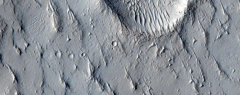 Wrinkle Ridge in Crater Floor Material