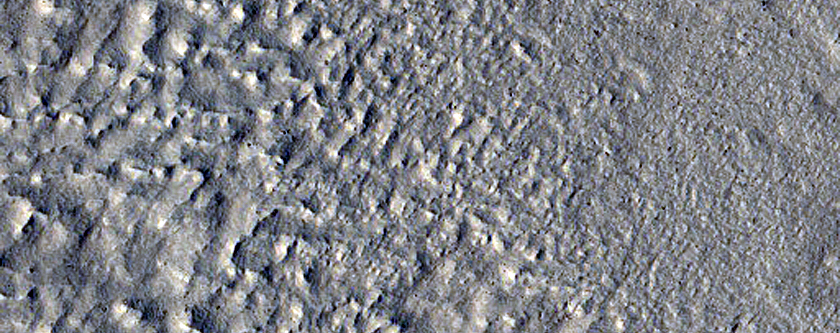 Mid-Latitude Pedestal Crater with Rings Inside
