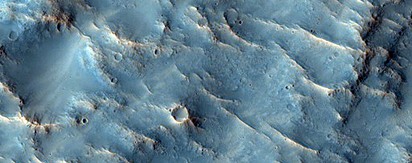 Crater in Inner Channel of Zarqa Valles
