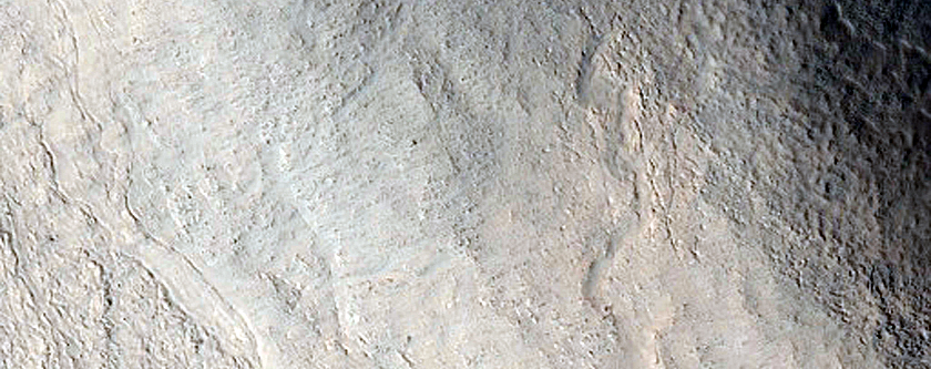 Possible Gullies on Rim of Mie Crater
