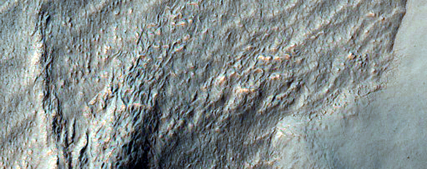 Tongue-Shaped Features in Crater in Noachis Terra
