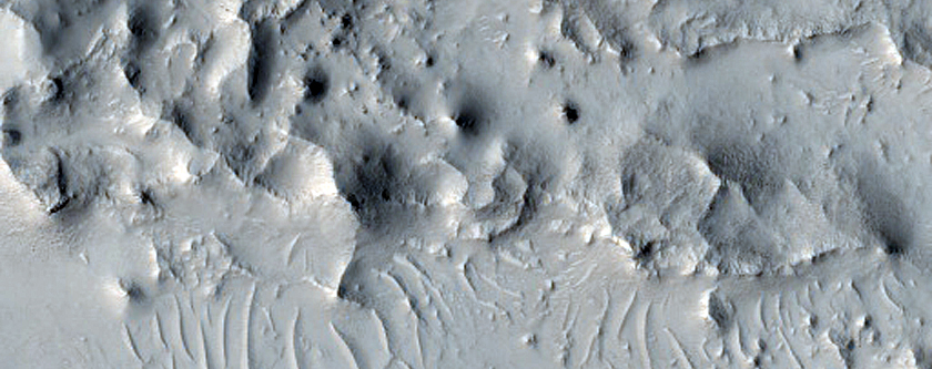 Layers and Ridges North of Antoniadi Crater
