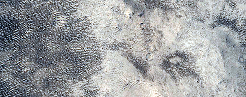 Valley and Crater in Northwest Arabia Terra
