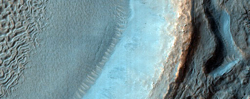 Erosion around  a Crater in Hellespontus Montes