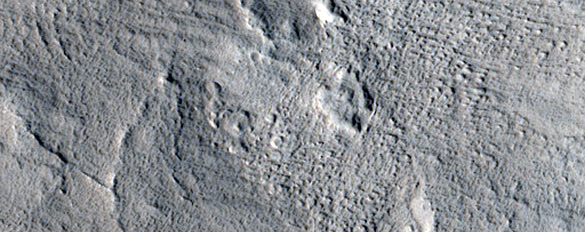 Crater and Ejecta South of Arcadia Dorsa
