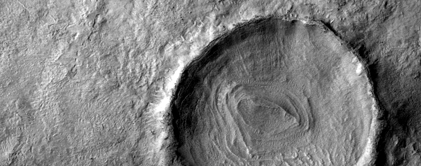 Layered Deposit in Crater in Hellas Planitia
