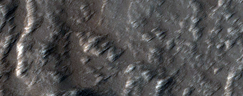 Aeolian or Impact Feature Northeast of Olympus Mons