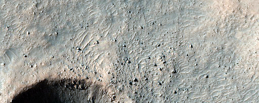 Infrared-Distinct Crater near Reull Vallis
