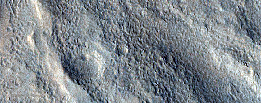 Intersecting Ridges on Crater Slope in Acheron Fossae