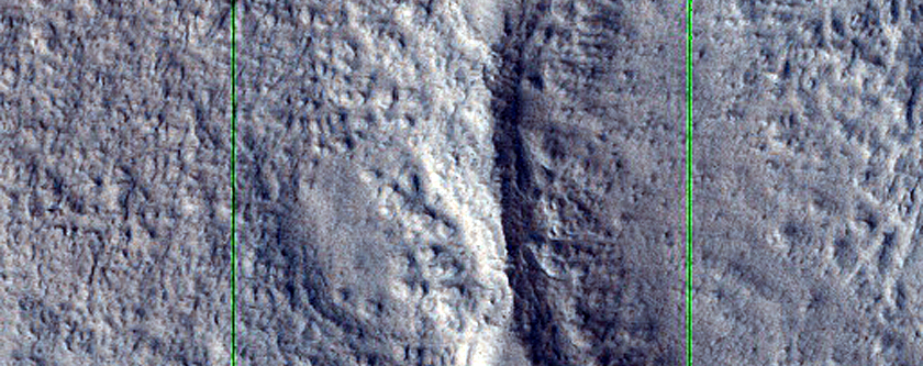 Neighboring Craters in Tantalus Fossae Region

