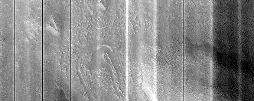 Flow in Northern Mid-Latitude Crater
