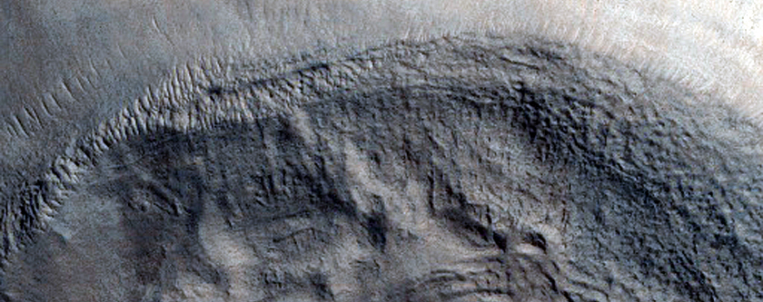 Layers in Crater East of Bamberg Crater

