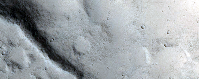 Lava Entering Crater on Eastern Elysium Mons
