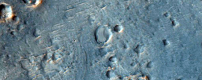 Bedrock Exposed in Floor of Crater in Terra Cimmeria