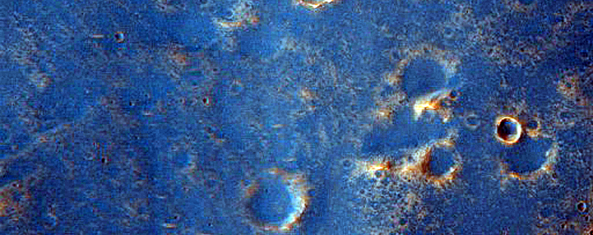 Channel Near Craters in Tyrrhena Terra
