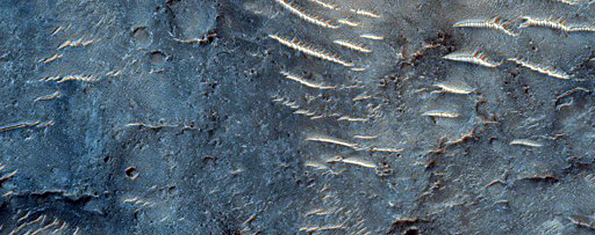 Possible Bedrock Exposure East of Verlaine Crater