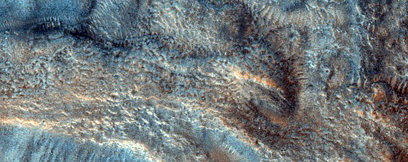 Crater and Surroundings Near Kasei Valles
