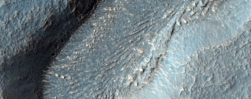 Channels in Southern Mid-Latitude Crater
