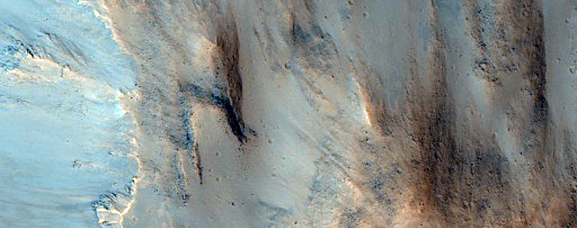 Fresh Crater and Landslide
