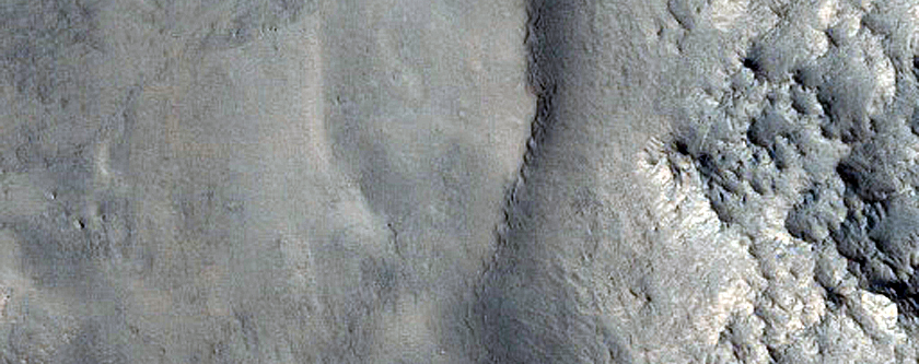 Possible Fan in Crater in Northeast Arabia Terra
