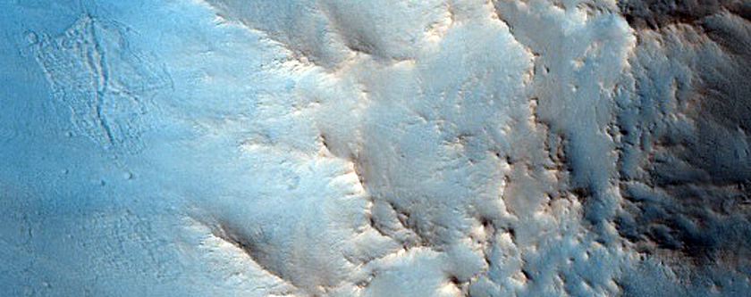 Light Colored Gullies on a Crater Wall in Nili Fossae