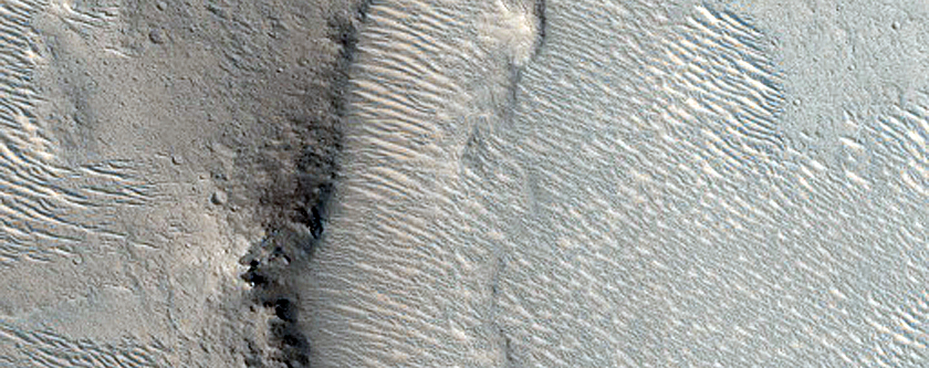 Possible Gullies on Crater Wall
