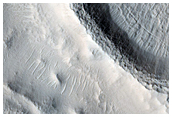 Flow Moving through Crater in Nilosyrtis Mensae