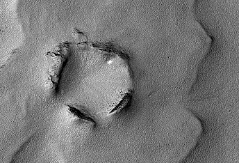 Crater with Asymmetric Ejecta Blanket Southeast of Hellas Planitia