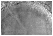 Cracks along Wall of Small Mid-Latitude Crater
