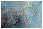 Valley on Crater Wall Near Tinto Vallis
