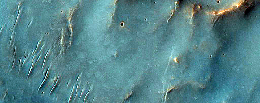 Valleys in Central Pit Crater Northwest of Hellas Planitia
