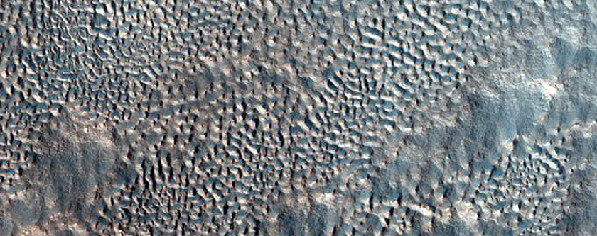 Flow Originating in Crater in Deuteronilus Mensae
