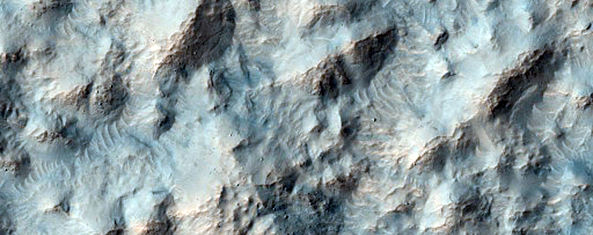 Hummocky Texture on Ridge Associated with Hale Crater Ejecta