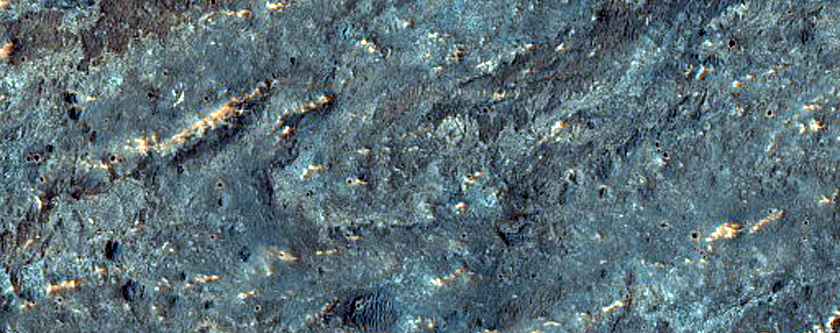 Rocky Flow Ejecta from Large Crater in Ophir Planum
