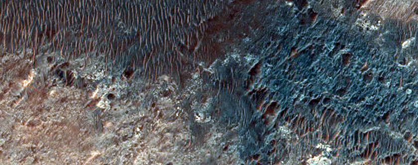 Ridges and Channels in Light-Toned Unit Near Nirgal Vallis
