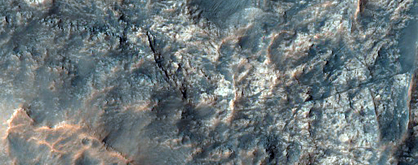 Ridges and Contact North of Hellas Planitia
