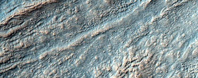 Gully System in Thaumasia Fossae Crater
