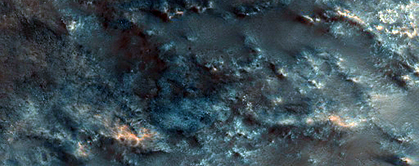 Ridge and Crater Intersection in Tyrrhena Terra
