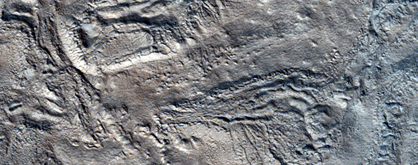 Large Polygons near Crater in Northwest Tempe Terra
