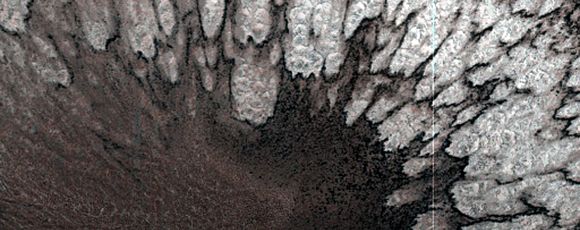 Seasonal Frost on Crater Slopes
