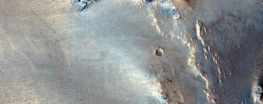 Layers in Crater South of Antoniadi Crater
