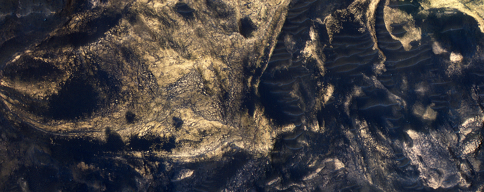 Bloques mezclados en el suelo de Melas Chasma