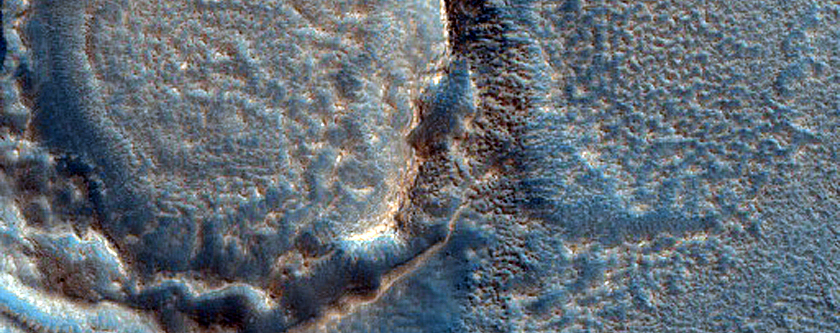 Hollows with Craters in Deuteronilus Mensae
